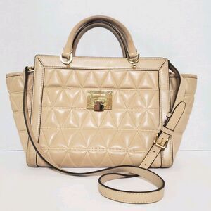 MICHAEL KORS Bag Peach Quilted Leather Logo Crossbody VIVIANNE Messenger